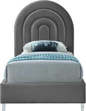 Load image into Gallery viewer, Rainbow Grey Velvet Twin Bed
