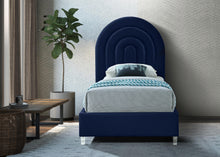 Load image into Gallery viewer, Rainbow Navy Velvet Twin Bed