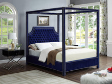 Load image into Gallery viewer, Rowan Navy Velvet Queen Bed (3 Boxes)