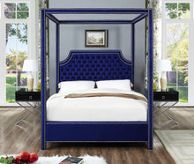Load image into Gallery viewer, Rowan Navy Velvet Queen Bed (3 Boxes)
