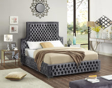 Load image into Gallery viewer, Sedona Grey Velvet Queen Bed