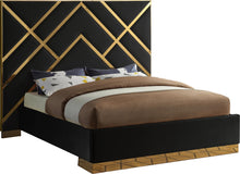 Load image into Gallery viewer, Vector Black Velvet Queen Bed