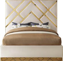 Load image into Gallery viewer, Vector Cream Velvet King Bed