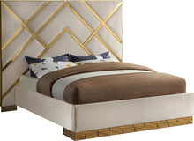Load image into Gallery viewer, Vector Cream Velvet Queen Bed