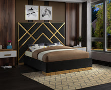 Load image into Gallery viewer, Vector Black Velvet Queen Bed