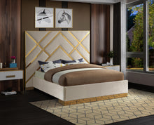 Load image into Gallery viewer, Vector Cream Velvet Queen Bed