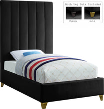 Load image into Gallery viewer, Via Black Velvet Twin Bed