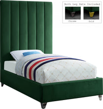 Load image into Gallery viewer, Via Green Velvet Twin Bed