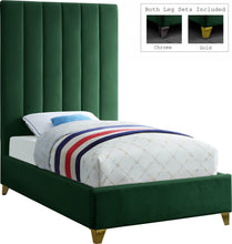 Load image into Gallery viewer, Via Green Velvet Twin Bed