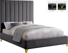 Load image into Gallery viewer, Via Grey Velvet Queen Bed