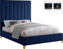 Load image into Gallery viewer, Via Navy Velvet Queen Bed