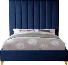 Load image into Gallery viewer, Via Navy Velvet Full Bed