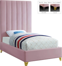 Load image into Gallery viewer, Via Pink Velvet Twin Bed