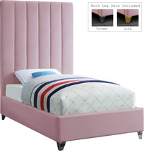 Load image into Gallery viewer, Via Pink Velvet Twin Bed
