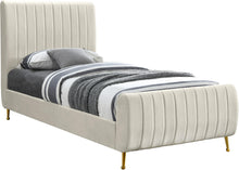 Load image into Gallery viewer, Zara Cream Velvet Twin Bed (3 Boxes)