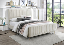 Load image into Gallery viewer, Zara Cream Velvet Full Bed (3 Boxes)