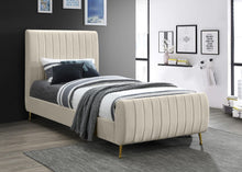 Load image into Gallery viewer, Zara Cream Velvet Twin Bed (3 Boxes)