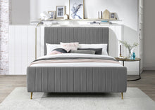 Load image into Gallery viewer, Zara Grey Velvet Full Bed (3 Boxes)
