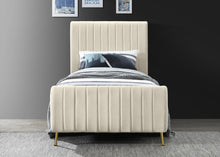 Load image into Gallery viewer, Zara Cream Velvet Twin Bed (3 Boxes)