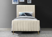 Load image into Gallery viewer, Zara Cream Velvet Twin Bed (3 Boxes)