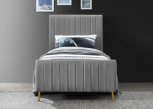 Load image into Gallery viewer, Zara Grey Velvet Twin Bed (3 Boxes)