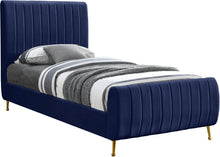 Load image into Gallery viewer, Zara Navy Velvet Twin Bed (3 Boxes)