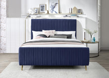 Load image into Gallery viewer, Zara Navy Velvet King Bed (3 Boxes)