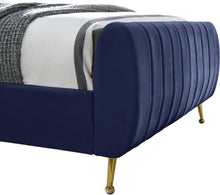 Load image into Gallery viewer, Zara Navy Velvet Twin Bed (3 Boxes)
