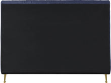 Load image into Gallery viewer, Zara Navy Velvet Queen Bed (3 Boxes)