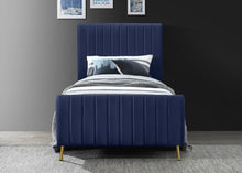 Load image into Gallery viewer, Zara Navy Velvet Twin Bed (3 Boxes)