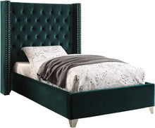 Load image into Gallery viewer, Aiden Green Velvet Twin Bed