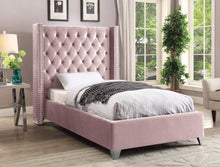 Load image into Gallery viewer, Aiden Pink Velvet Twin Bed