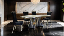 Load image into Gallery viewer, Basilicata 7 Pc Dining Table Set Chrome & Gold 5