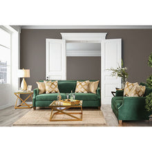Load image into Gallery viewer, VERDANTE Emerald Green/Gold Love Seat