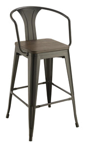 Cavalier Wooden Seat Bar Stools Dark Elm and Matte Black (Set of 2)
