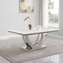 Load image into Gallery viewer, Kerwin Rectangle Faux Marble Top Dining Table White and Chrome
