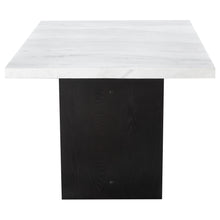 Load image into Gallery viewer, Sherry Trestle Base Marble Top Dining Table Espresso and White
