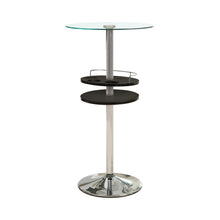 Load image into Gallery viewer, Gianella Glass Top Bar Table with Wine Storage Black and Chrome image
