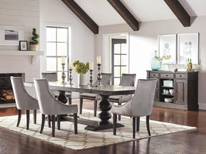 Phelps 7-Piece Rectangular Trestle Dining Set Antique Noir and Grey image