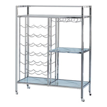 Load image into Gallery viewer, Derion Glass Shelf Serving Cart with Casters Chrome image
