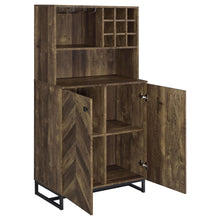 Load image into Gallery viewer, Mendoza 2-door Wine Cabinet Rustic Oak Herringbone and Gunmetal
