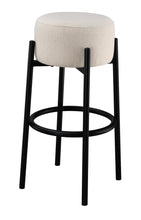 Load image into Gallery viewer, Leonard Upholstered Backless Round Stools White and Black (Set of 2) image
