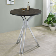 Load image into Gallery viewer, Edgerton Round Wood Top Bar Table Dark Oak and Chrome
