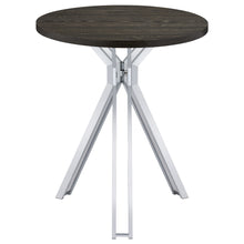 Load image into Gallery viewer, Edgerton Round Wood Top Bar Table Dark Oak and Chrome
