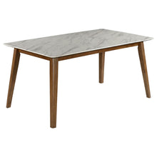 Load image into Gallery viewer, Everett Faux Marble Top Dining Table Natural Walnut and White image
