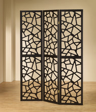 Load image into Gallery viewer, Nailan 3-panel Open Mosaic Pattern Room Divider Black
