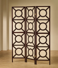 Load image into Gallery viewer, Vulcan 3-panel Geometric Folding Screen Tan and Cappuccino
