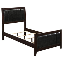 Load image into Gallery viewer, Carlton Twin Upholstered Panel Bed Cappuccino and Black image
