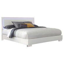 Load image into Gallery viewer, Felicity Eastern King Panel Bed with LED Lighting Glossy White image
