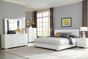 Felicity 5-piece California King Bedroom Set with LED Headboard Glossy White image